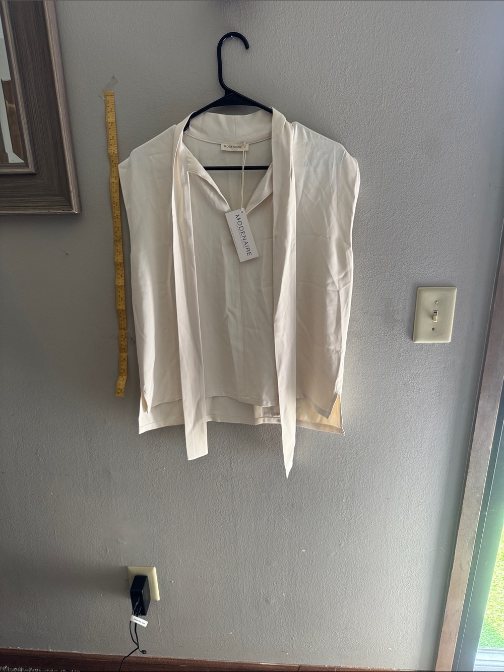 Cream Tie-Neck Blouse